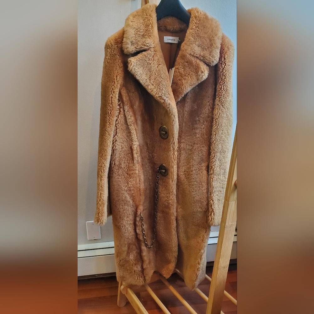 Coach Long Shearling Coat